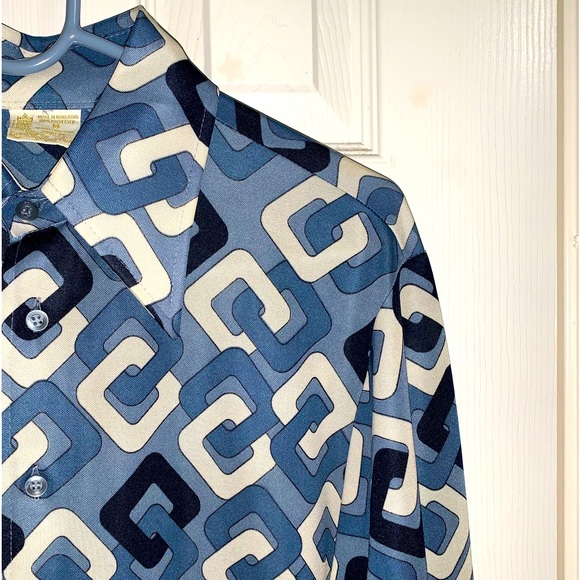 Sears Other - Medium 70’s Vintage Sears Kings Road Mens Vintage Button Down Blue Pattern Shirt